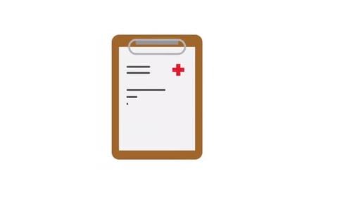 Animated Medical Report with Health Shield Flat Design Icon