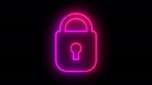 Animated Neon Padlock Security Access Icon