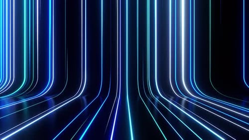 Falling Neon Blue Lines For Scene Or Show Background Vj Loop