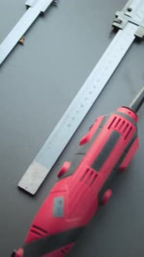 Close Up of Professional Tools and Remains of Prehistoric Human or Predator Skeleton