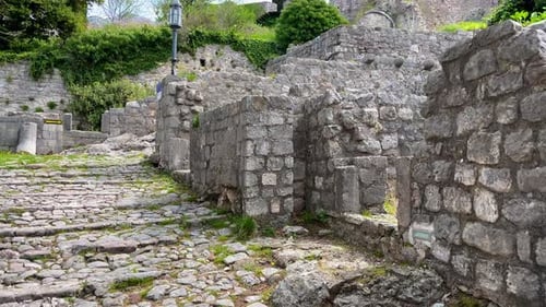Slowmotion Video of the Ruins of the Bar Old City or Stari Grad