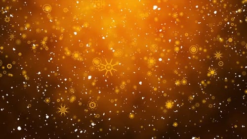 Golden Christmas Snowflakes Background Loop V6