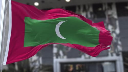 Realistic Maldives National Flag Waving in Wind