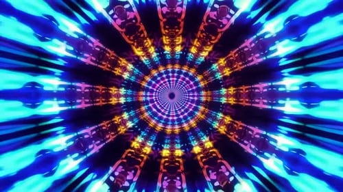 Psychedelischer Neon-Mandala-Kaleidoskop-Tunnel VJ Loop Backgro