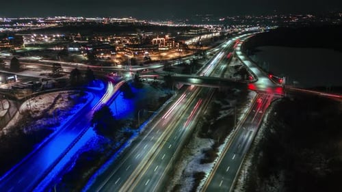 Expressway with Time Lapse Traffic on Circular Road Dartmouth Canada