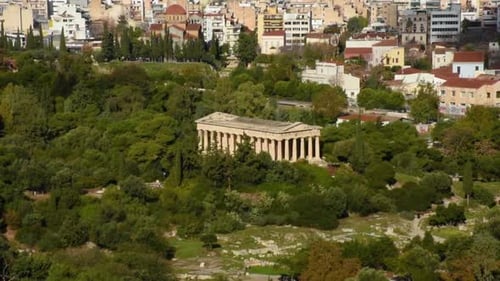 Temple d'Apollo Patroos, Athènes. Vue depuis l'Acropole