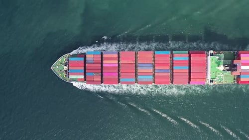 Container ships in the sea, international shipping, traveling around the world.