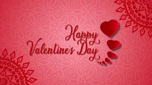 Animated Happy Valentine's Day Text with Flowing Hearts