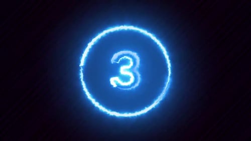 Glowing Neon Countdown Timer with Electric Energy Effect