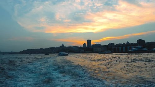 turkey istanbul small boats in bosphorus