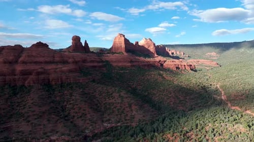 Aerial video over picturesque Sedona, Arizona, in northern Arizona, Flagstaff.