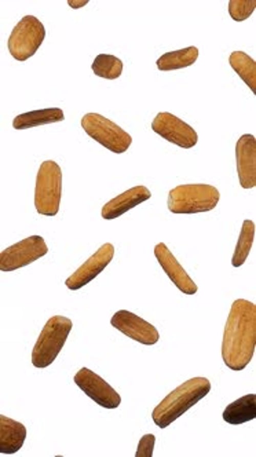 Vertical Floating Walnut Breads on White