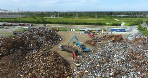 Aerial View of Metal Recycling Facility in Daytime