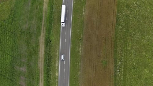 Hermoso coche de tiro aéreo que atraviesa los hermosos campos, árboles tricolores y bosques naturales