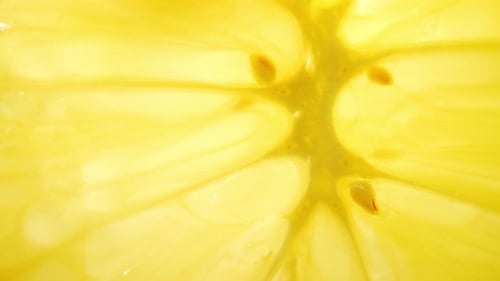 Macro Close-up of a Translucent Lemon Slice