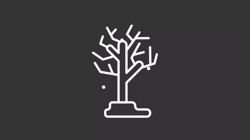 Minimalist Animated Line Art Tree with Twinkling Dots
