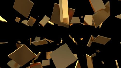 Geometric Square Gold Shapes Animation Loop
