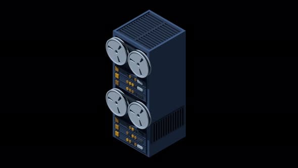 Animated Isometric Server Rack with Spinning Tape Drives, Backgrounds ...