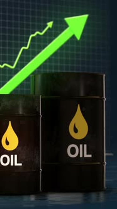 Oil Price Growth 3D Green Arrow Vertical Video
