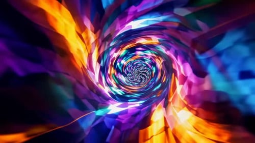 Boucle de tunnel tourbillonnante géométrique colorée abstraite dynamique