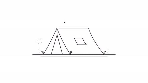 Clean Line Art Tent Build Up Animation