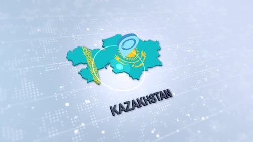 Kazakhstan Map with Animated Location Pin
