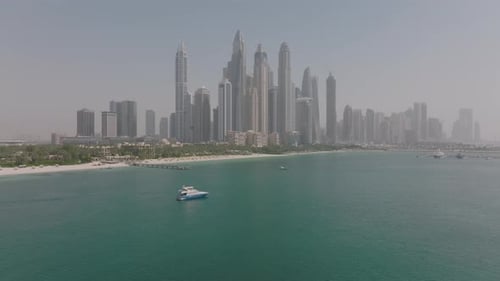 High angle aerial view showing Dubai Marina, United Arab Emirates