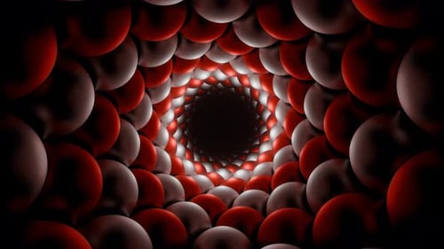 Red And Silver Spiral Balls Tunnel Background Vj Loop In 4K