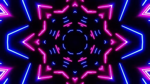 Horizontale leuchtende Linien bewegen sich im Raum. Kaleidoskop-VJ-Schleife.