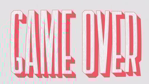 Retro Game Over Title Screen Animation with Vintage Effect