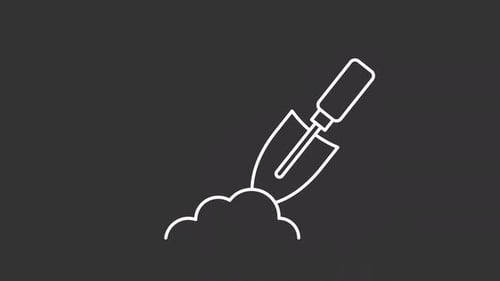Minimalist Outline Shovel Digging Ground Animation