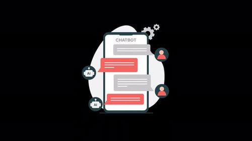 Chatbot and AI Chat on Mobile Phone Concept Animation Video - Transparent