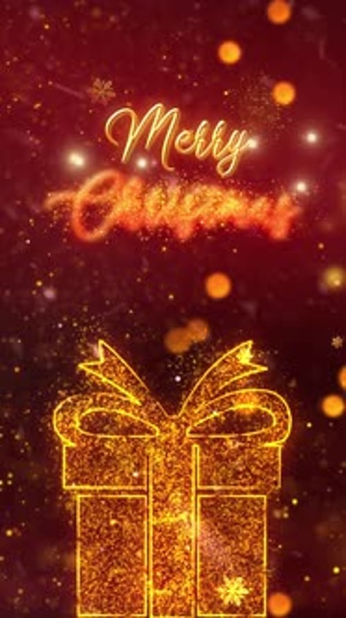 Sparkling Christmas Gift Box and Merry Christmas Message