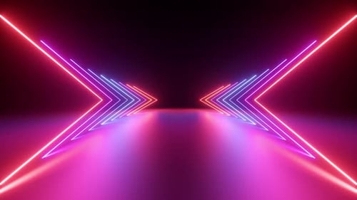 Abstract Neon Light Chevron Tunnel Loop Background