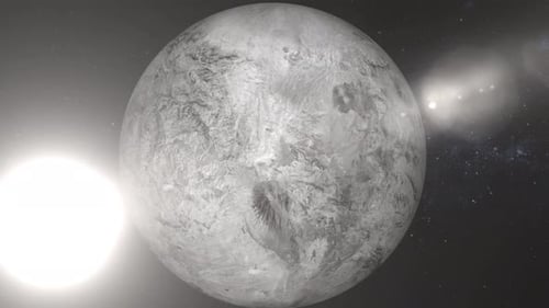 Animated Rotating Planet in Dark Space with Bright Star