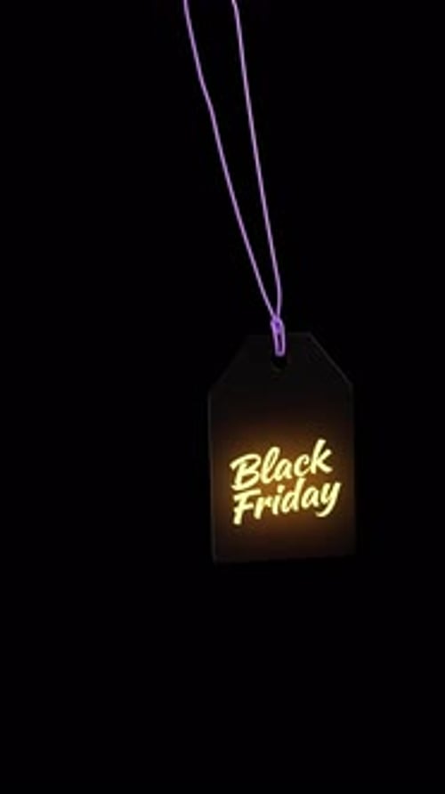 Glowing Black Friday Price Tag Swing Animation