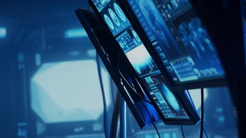 Futuristic Spaceship Control Panel Interface Spacecraft Digital Dashboard Background with Indicators