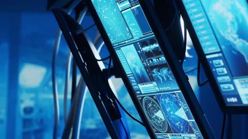 Futuristischer Raumschiff-Bedienfeldschnittstelle Digitaler Armaturenbrett-Hintergrund für Raumfahrzeuge mit Indikatoren