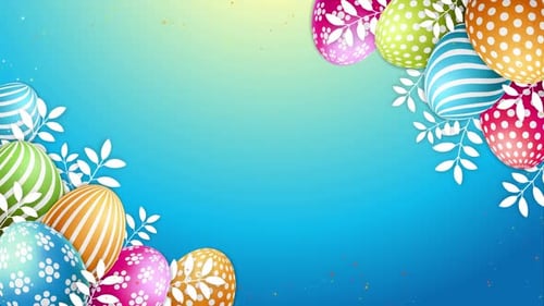 Animated Easter Eggs and Leaves for Spring Celebrations