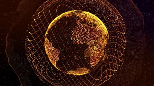 3D Blue Digital Earth Rotating Network Alpha Channel