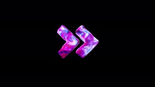 Glowing Iridescent Double Arrow that is pointing Right On Alpha