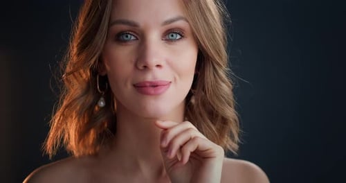 Beautiful Woman with Blonde Hair Smiling Portrait