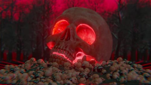 Abstract Skulls VJ Loop, Halloween Background 4K