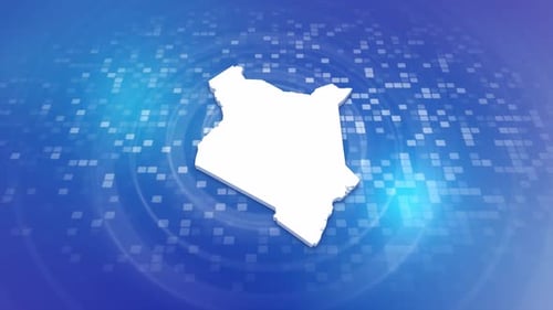 Animated Kenya Map Outline Reveal on Blue Digital Background