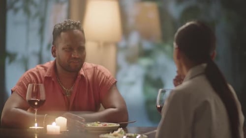 Romantic Dinner Date with Wine and Candlelight