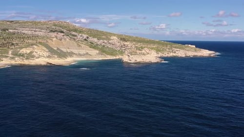 Aerial view of cliffs and ocean, Malta.