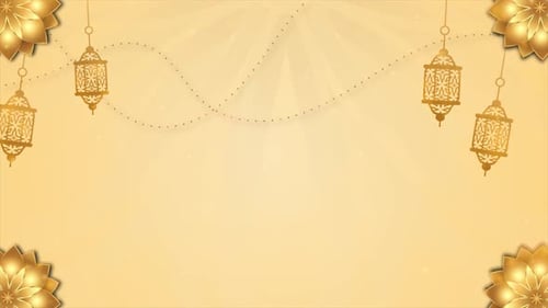Decorative Golden Lanterns and Ornaments Ramadan Background
