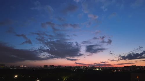 Sunset Timelapse of Summer City with a Beautiful Sky Panorama of Moscow