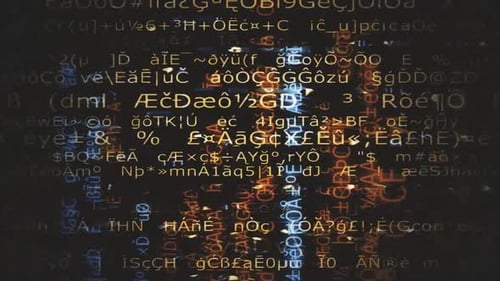 Abstrakte digitale Kunst mit alphanumerischem Chaos
