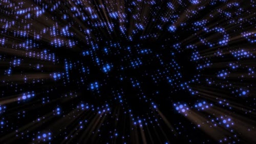 Futuristic Blue Digital Grid Data Tunnel Background